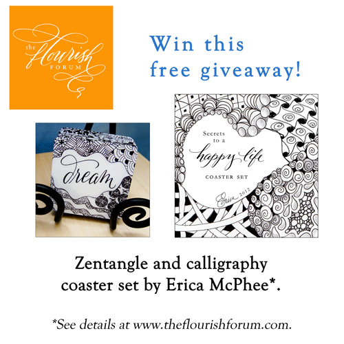 Free Giveaway!* Zentangle and Calligraphy Coaster Set